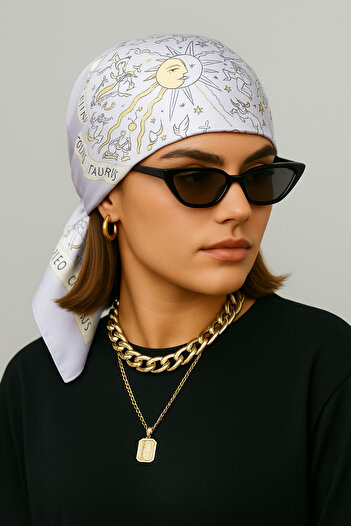 NOTHING Zodiac Patterned Satin Scarf