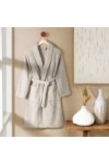 Taç Bathrobe with shawl collar made of cotton, size L/XL, Tac Tas Light Gray