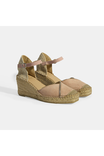 Desa Powder Women's Buckle Accessory Stone Detailed Wedge Heeled Suede Espadrille