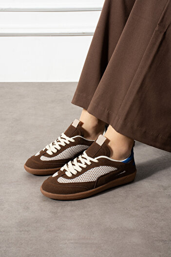 DESPİNA Καφέ Suede Detailed Mesh Unisex Casual αθλητικά παπούτσια – Άνετο και μοντέρνο σχέδιο
