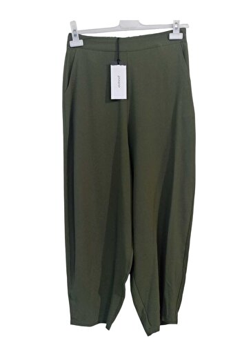 Puane Women's Khaki Color Comfortable Fit Ankle Length Baggy Cut High Waist Trousers 18166