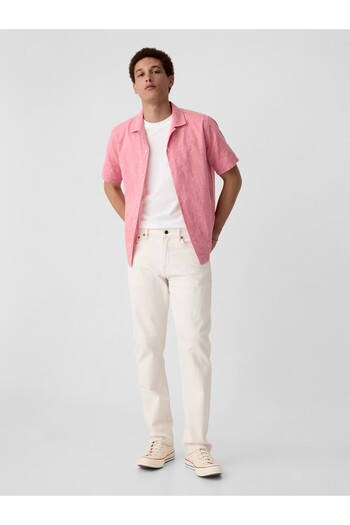 GAP Erkek Pembe Standart Fit Çiçek Desenli Vacay Gömlek