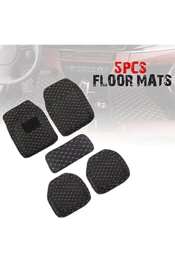 Generic Premium Quality Rexine Universal Floor Mat for Car - Black - 5 Pcs Set