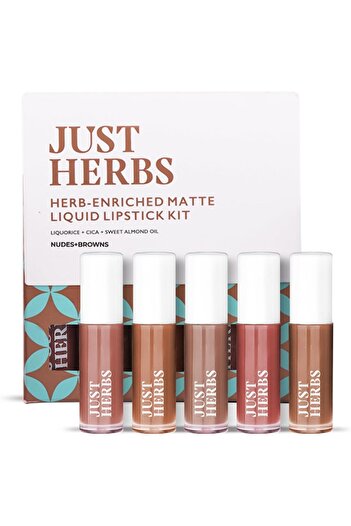 Just Herbs Ayurvedic Liquid Lipstick Matte Finish Kit Set of 5 with Long Lasting, Hydrating & Lightw