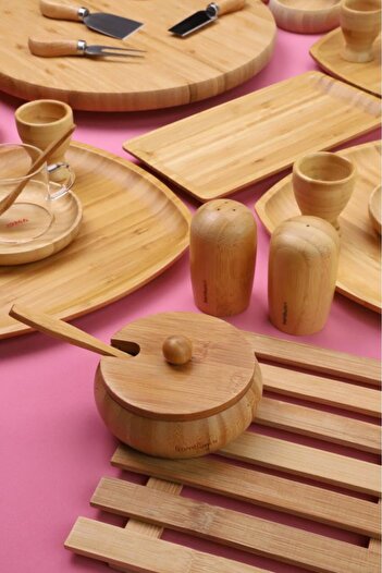 Atbyhome Bambu Vista 47 Piece Natural Bamboo Breakfast Set for 6 People - Breakfast Set Presentation Set