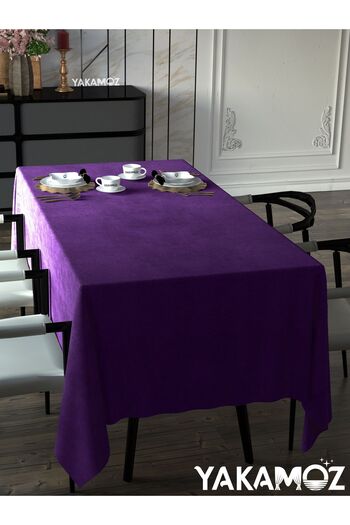Yakamoz SWEET PURPLE VELVET TEXTURED TABLE COVER LEATHERLESS VELVET TOUCH SERIES