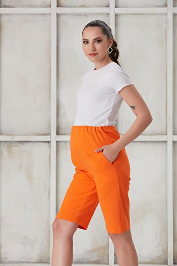 LİYACA Oversized Bumi Band Cotton Maternity Shorts
