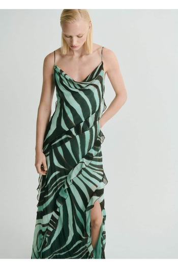 MANGO Woman Zebra Print Flounce Dress