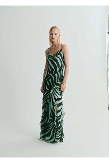 MANGO Woman Zebra Print Flounce Dress