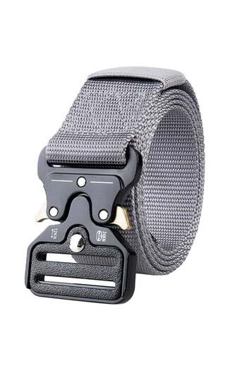 PUFO Tactical Combat belt for men 3.8 x 123 cm, durable, light gray