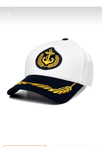 Nilbutik Adjustable Unisex Captain Hat with Sailor Anchor Crest
