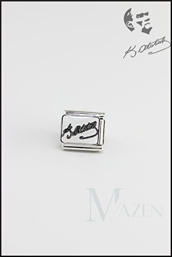 MAZEN 1Pc Italian Charm with Ataturk Signature – Stylish and Meaningful Bracelet Accessory (White Background)