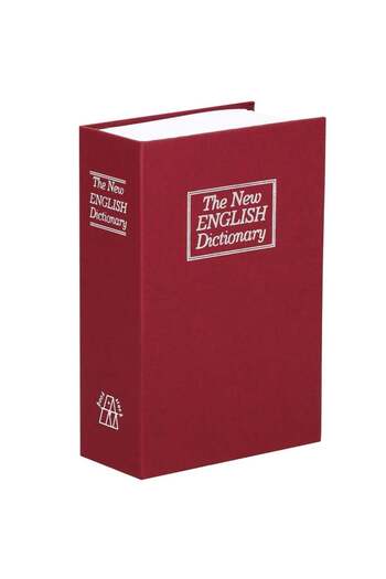 PUFO secret book-type safe with key for locking, Dictionary model, 24 x 15.5 cm, burgundy