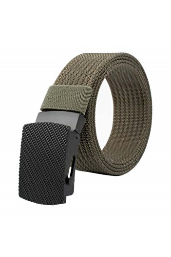 PUFO Men's belt Pufo Casual Fit 3.8 x 120 cm, metal buckle, green