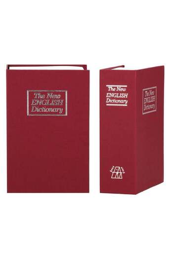 PUFO secret book-type safe with key for locking, Dictionary model, 24 x 15.5 cm, burgundy