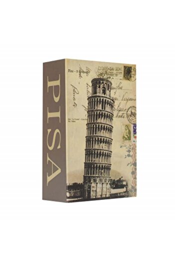 PUFO secret book-type safe with key lock, Leaning Tower of Pisa model, 24 x 15 cm