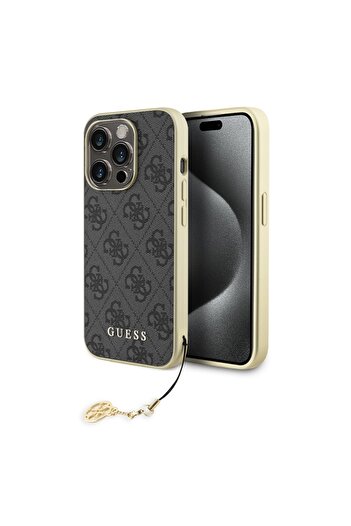 Guess Case for iPhone 15 Pro Max Hardcase 4G Charm, Guess - Gray