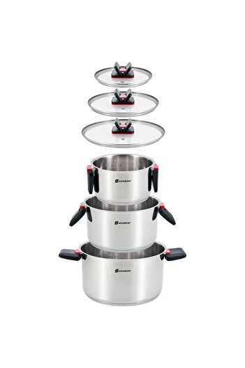 SCHMITTER Set of 3 pots with lids (6 pieces) Schmitter