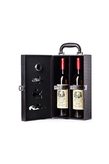 OEM Deluxe Wine Box Set, for 2 bottles, with wine accessories included, eco-leather