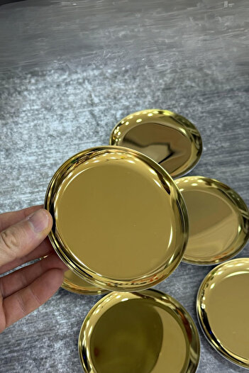 Yaren Style Set of 6 Mini Gold Color Stainless Steel |   Dessert, Treat Cookie Plate 12cm