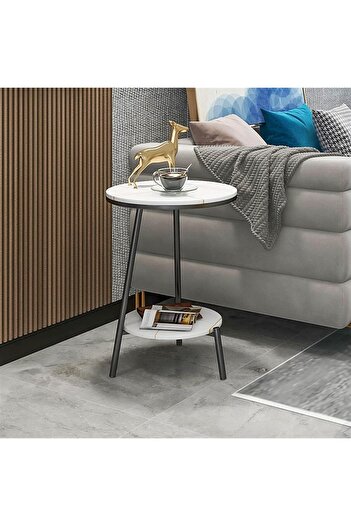 Generic Metal and marble side table 55x40x30 cm