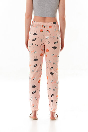 Fulla Moda Bulut Baskılı Pijama Altı