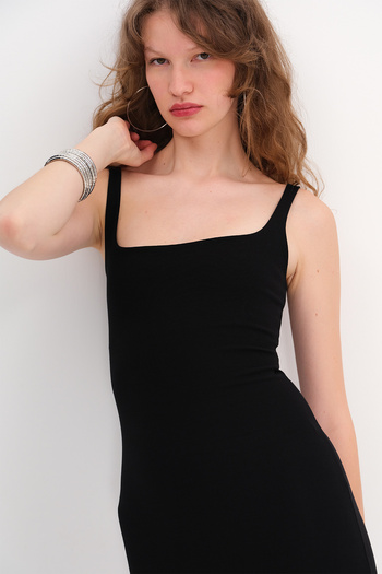 Addax Square Neck Long Dress E0388