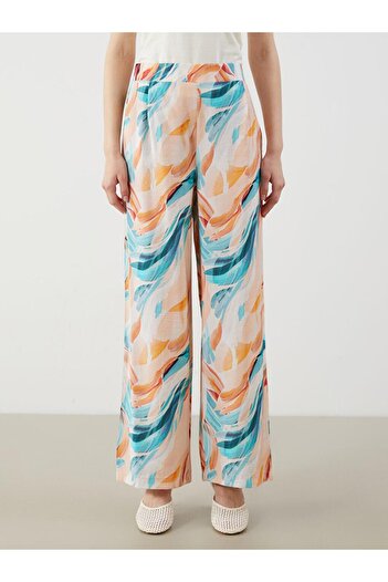 LC Waikiki Patterned Women's Trousers with Elastic Waist (S5)