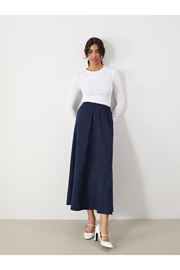 LC Waikiki Elastic Waist Poplin Women's Flared Skirt (S5)