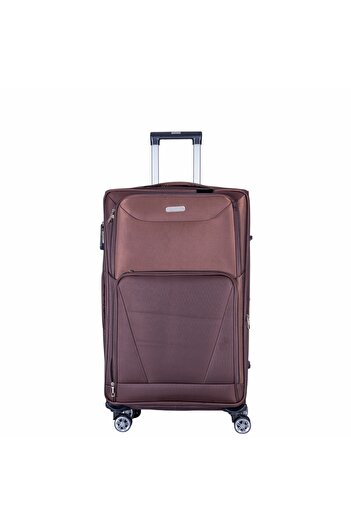 Naimeed Company Troler mic de călătorie, Naimeed D6000, 4 roți duble 360 ​​grade, material textil, maro, 35x21x58cm