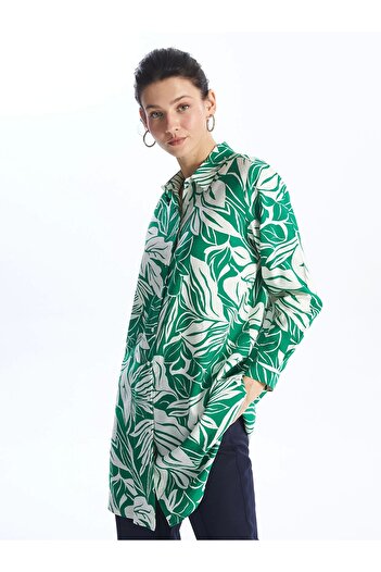 LC Waikiki Lcwaikiki Classic Green Print Women's Shirt Tunic