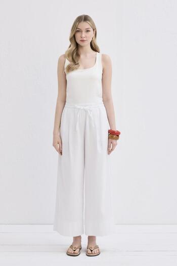 KADRİYE BAŞTÜRK Doren Linen Trousers Ecru