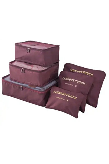 TECOS 6-piece luggage organizer, perfect for trolley or suitcase, cherry