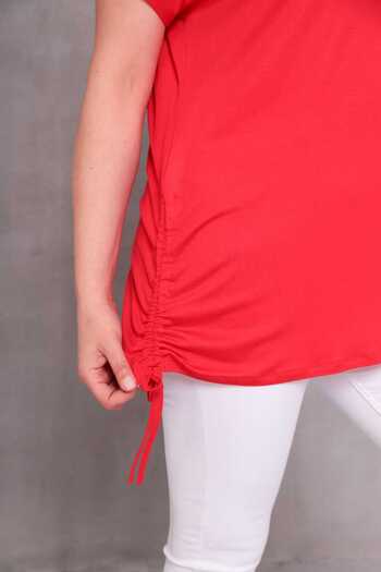 Esina Women's Shoulder and Skirt Rope Detailed Basic Viscose Blouse