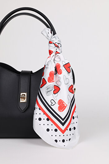 NOTHING Heart Patterned Satin Scarf