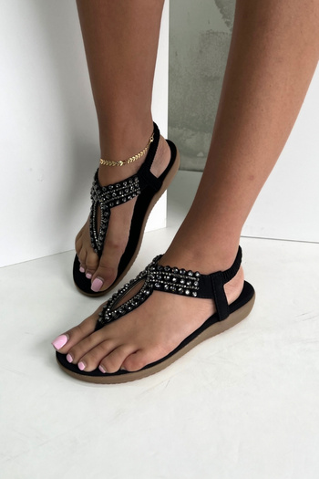 inizio Black Stone Flip Flops Women's Sandals Ew7057