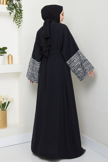 InStyle Μαύρο Abaya με παγιέτες με μανίκια