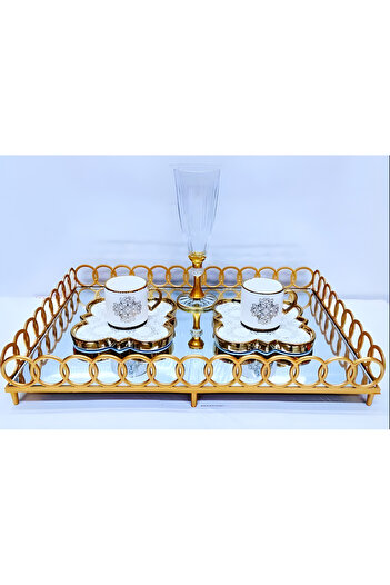 ASYA PAZARLAMA Mirrored Tray, Ring Tray, Luxury Rectangular Presentation Tray, Tea Coffee Tray