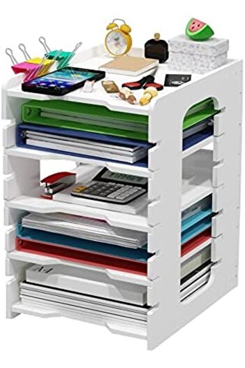 Generic Letter Tray Organizer, 5-Tier Desk Document File Organizer A4 Paper Sorter for Home Offic