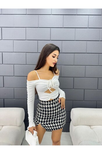 CAPERSS Corded Blouse with Rope Strap and Gather Detail