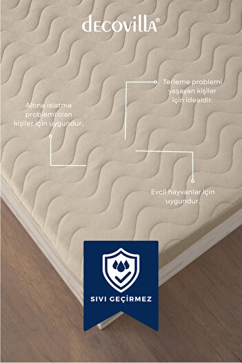 Decovilla Micro Quilted Fitted Full Edge Water Liquid Proof στρώμα προστατευτικό στρώματος σεντόνι Sand Beige