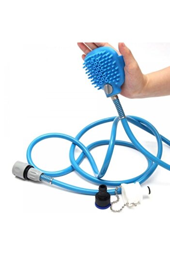 PUFO Practical Pufo Pet device with hose for washing and brushing pets, blue