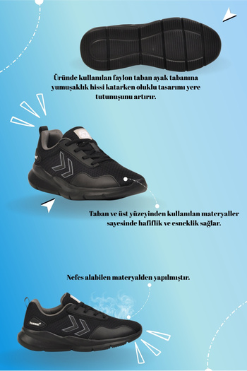hummel Mntr Unisex Siyah Spor Ayakkabı Hafif Esnek Siyah Yazlık Sneaker