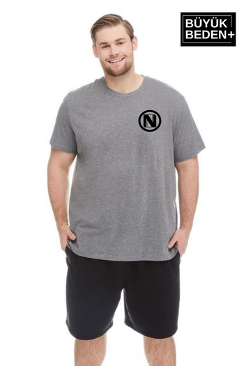 Superlife Men's Large Size N Printed Crew Neck T-Shirt Spr25Bts902