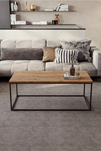 Durusilya Mobilya Metal Ayaklı Orta Sehpa Dekoratif Modern Sehpa 110x55cm