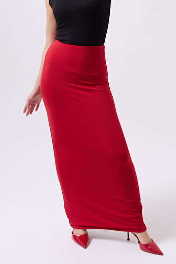 Clu Liora Red Maxi Basic Skirt