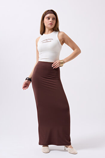 Clu Liora Brown Maxi Basic Skirt