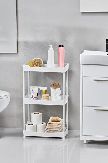 Bayev Clasy White 3-Tier Under Sink Organizer Μονάδα ραφιών οργάνωσης κουζίνας μπάνιου με ρόδες