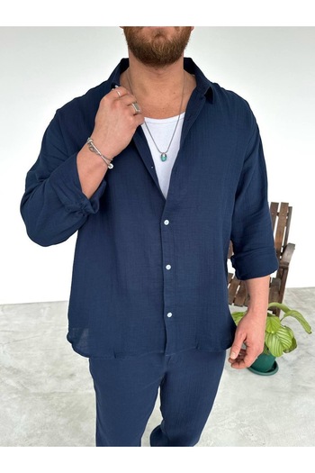 OKSHEN Men's Muslin Shirt Trousers Set