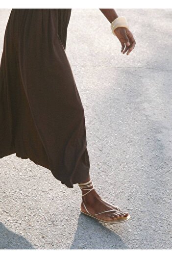 MANGO Woman Ριγέ σανδάλια